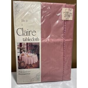 VTG Claire Tablecloth Rose Pink 67” X 88” Rectangle Stain Release Great Britain